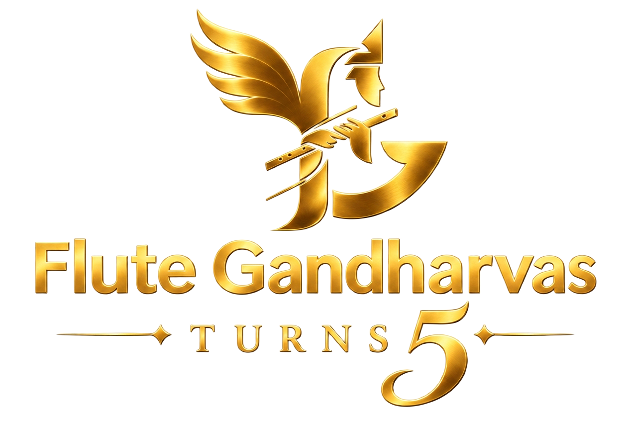 Flute Gandharvas Turns 5 golden anniversary logo